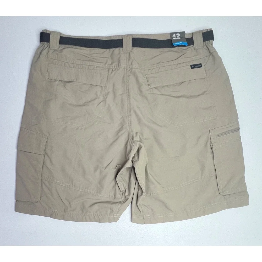 Columbia Kestrel Trail Cargo Shorts Mens 42 Tan Khaki Omni-Shade Belt Hiking NEW